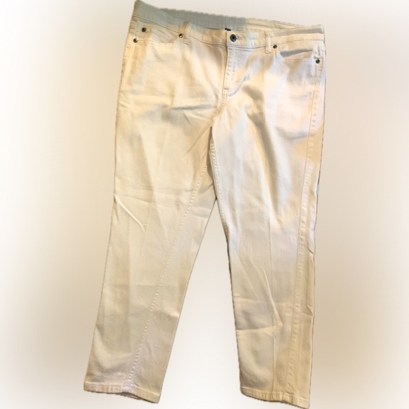 Bisou Bisou Skinny Cropped White Denim Jeans Size 14 - Picture 1 of 6